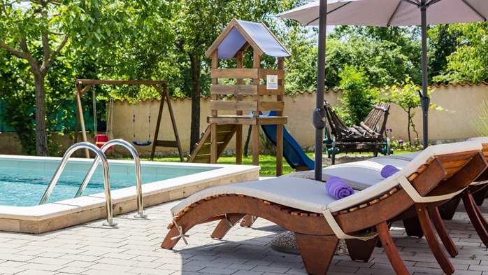 Eco friendly villa with heated pool in Žminj, playground, 13